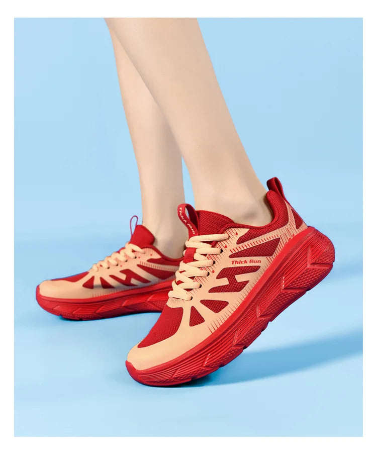 New Men Women Running Shoes Thick Sole Cushioning Sneakers Breathable Mesh Lightweight Jogging Training Athletic Walking Shoes