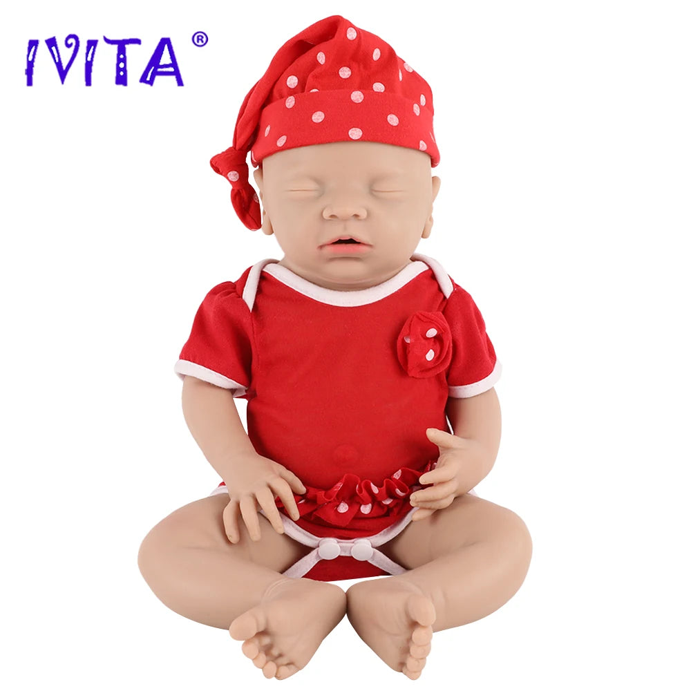 IVITA WG1514 18inch 2980g 100% Silicone Reborn Baby Doll Realistic Newborn Girl Toy for Children's Fashion Lifelike Dolls