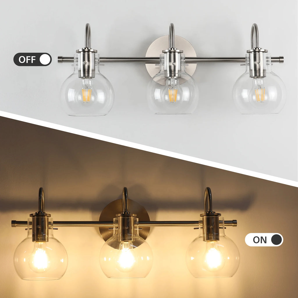 Modern Minimalist Vanity Lamp And Bathroom Wall Sconce With A Spherical Glass Shade – Ideal For Powder Rooms And Dressing Rooms