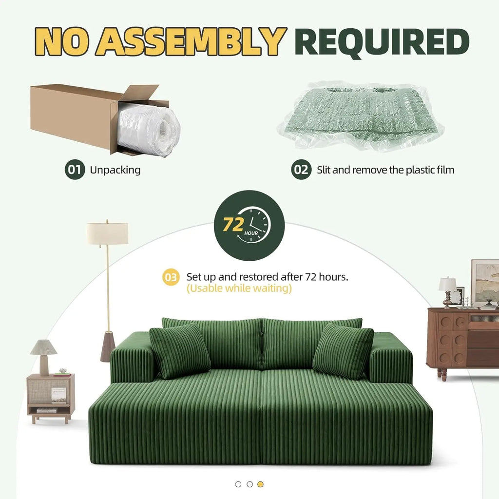 80.3" Oversized Double Lounge Chaise, Boneless Lounge Sofa Bed with 4 Pillows, Cloud Loveseat Sleeper Couch for, Customized