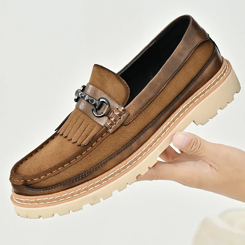 Men's Retro Brown Moccasins: Premium Classic Style, Versatile Formal Business & Banquet Footwear