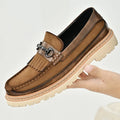 Men's Retro Brown Moccasins: Premium Classic Style, Versatile Formal Business & Banquet Footwear