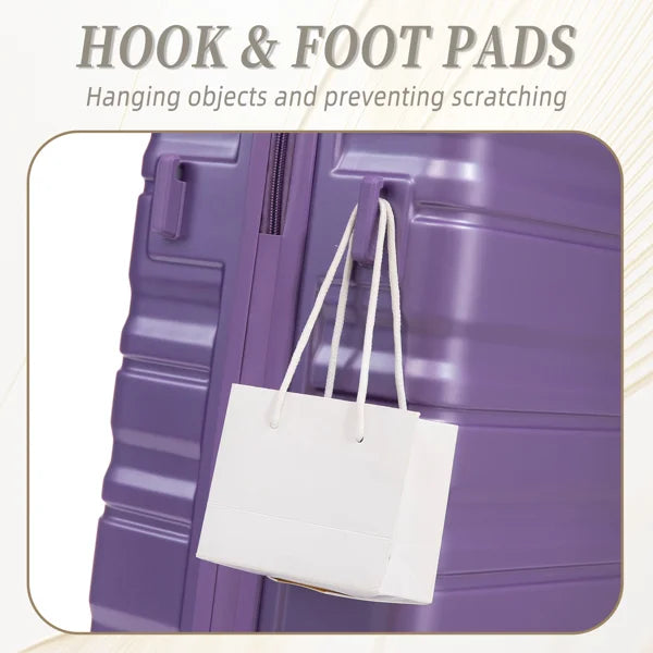 3Pcs ABS Luggage Set 20/24/28 Inch Spinner Wheels Carry On Suitcase Matching Color Combination Lock Purple
