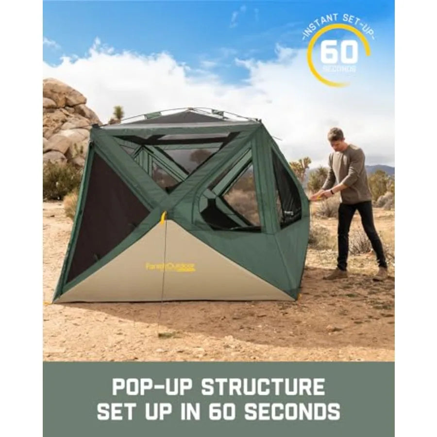 Alpha C4 Ultra Camping Tent 4 Person Pop Up Instant Cabin Setup in 60 Seconds Portable Hub Tent with Rainfly Windproof for Outd