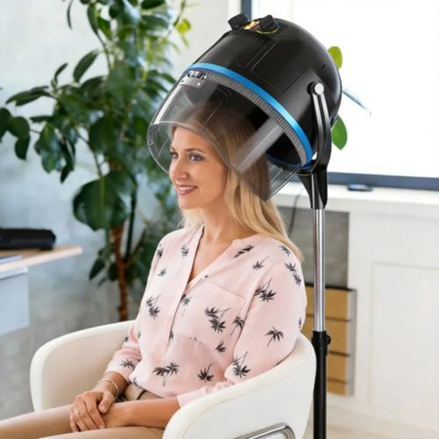 Professional Height Adjustable Hair Dryer Hooded Floor Standing Bonnet Hair Dryer with Rolling Base and Wheels for Beauty Salon