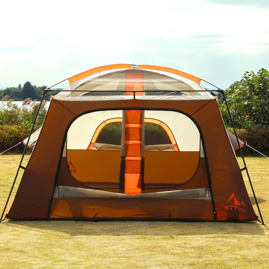 Extra Large Tent 6101214 Person StyleB Family Cabin Tents with 2 Rooms 3 Doors and 3 Windows Featuring Mesh Panels Straight Wal
