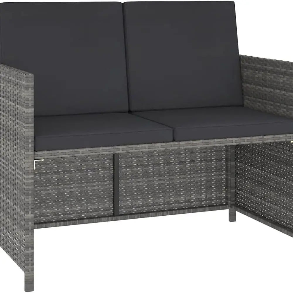 6-Piece Outdoor Dining Set with Mixed Grey Chairs Stool Bench and Table, Waterproof Cushions and Steel Frame for Balcony Sunroom