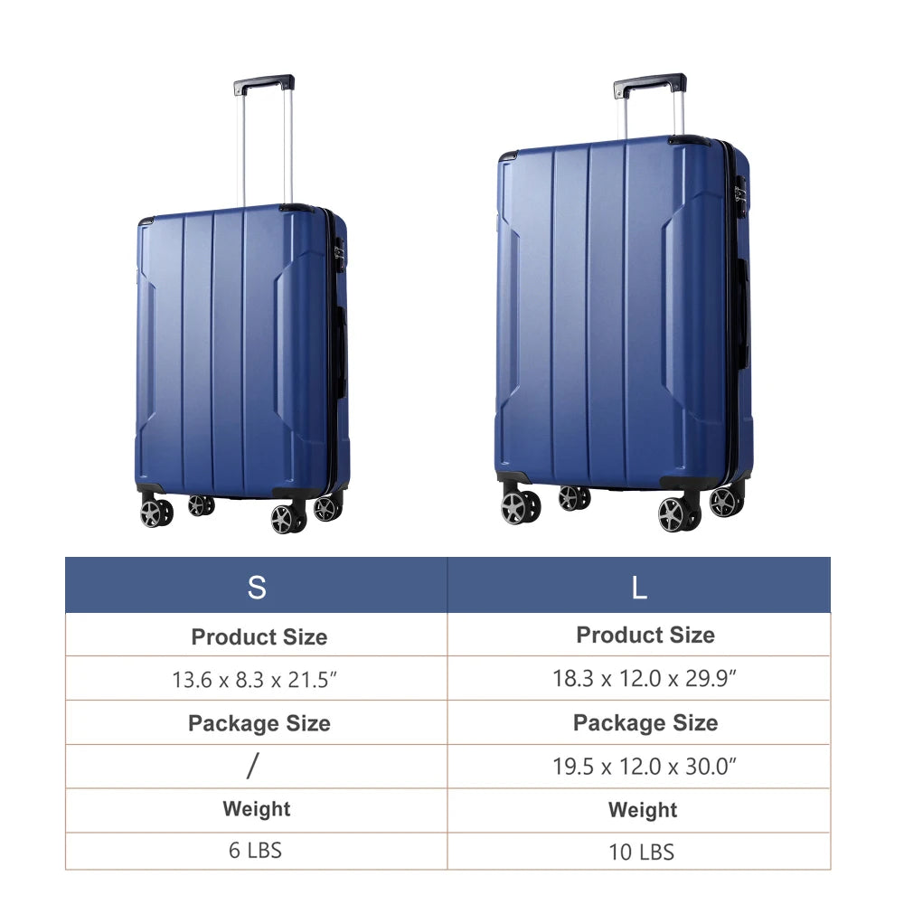 2 Piece Hardshell ABS Luggage Sets Suitcase Set Expandable with TSA Lock Spinner Wheels for Men Women