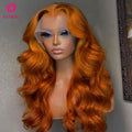 30 Inch Ginger Orange Body Wave Human Hair Wig HD 13x4 Lace Frontal Glueless Brazilian Style for Black Women