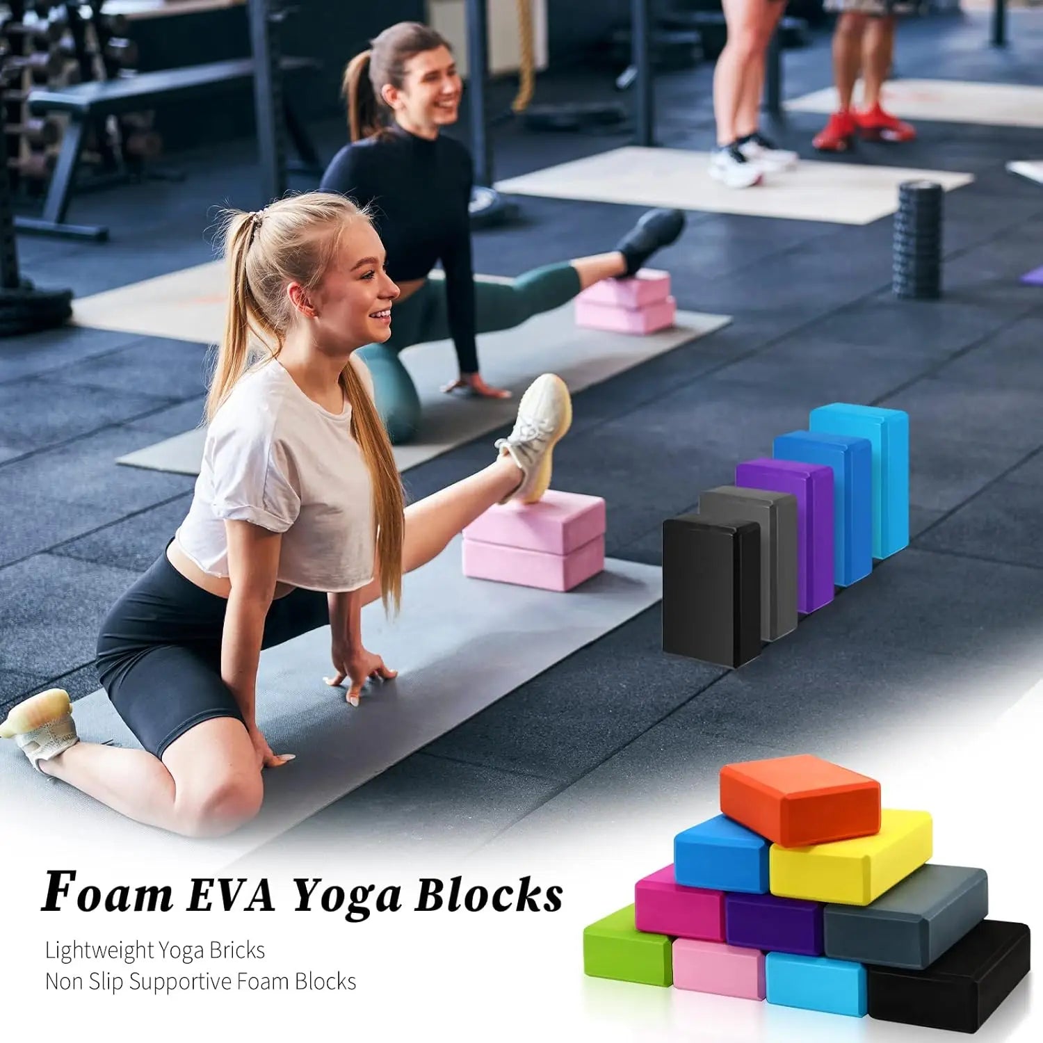 20 Pcs Foam EVA Yoga Blocks Lightweight Yoga Bricks Non Slip Supportive Foam Blocks Yoga Prop Accessories for Yoga, Pilates, Str