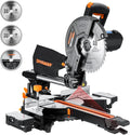10in Sliding Miter Saw, Multi-use w/ 3 Blades, 15A Miter Saw, 4500/3200RPM, Ambidextrous Use, 0-45° Bevel Laser Cut