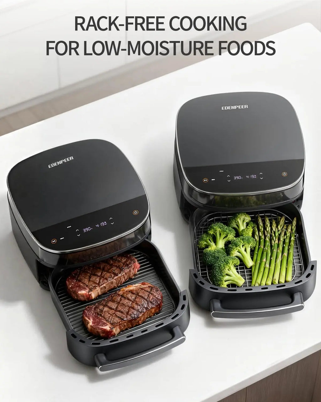 Large Air Fryer with Digital Controls, Dual Heating Tech, View Window & Light - Cooks Pizza, Steaks Fast