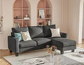 Homall Living Room Sofa, Sofa with Convertible Chaise Lounge, Three-seat L-shaped Sofa, Comfortable Fabric Sofa
