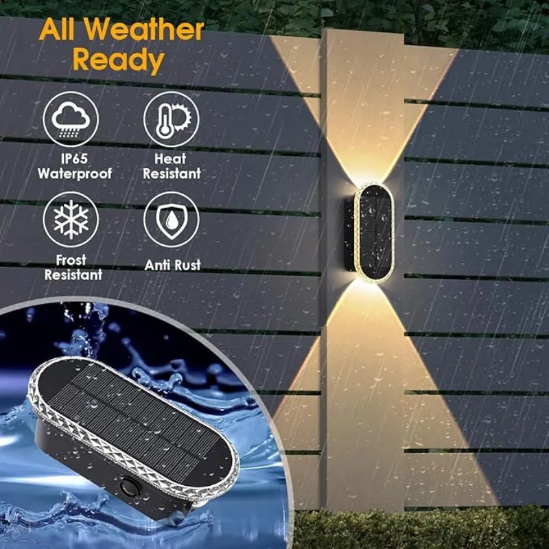 IP65 Waterproof Solar Fence Lights - 3000/4000/6000K 3 Modes for Backyard/Garden/Patio/Garage and Wall Decoration (8 Pack)