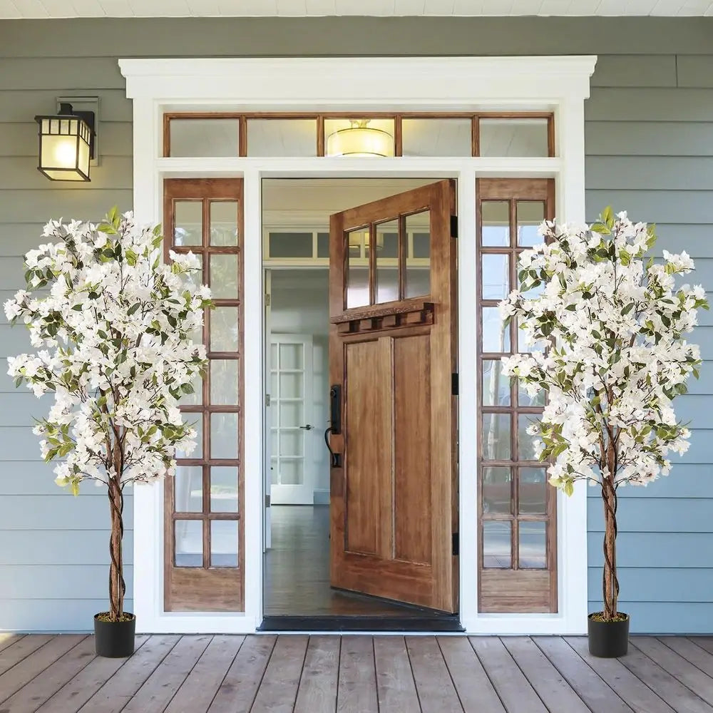 Artificial Tall Floor Tree with 910 Flowers and 105 Leaves, Real Wood Trunk, Suitable for Indoor Living Room and Bedroom Decor,