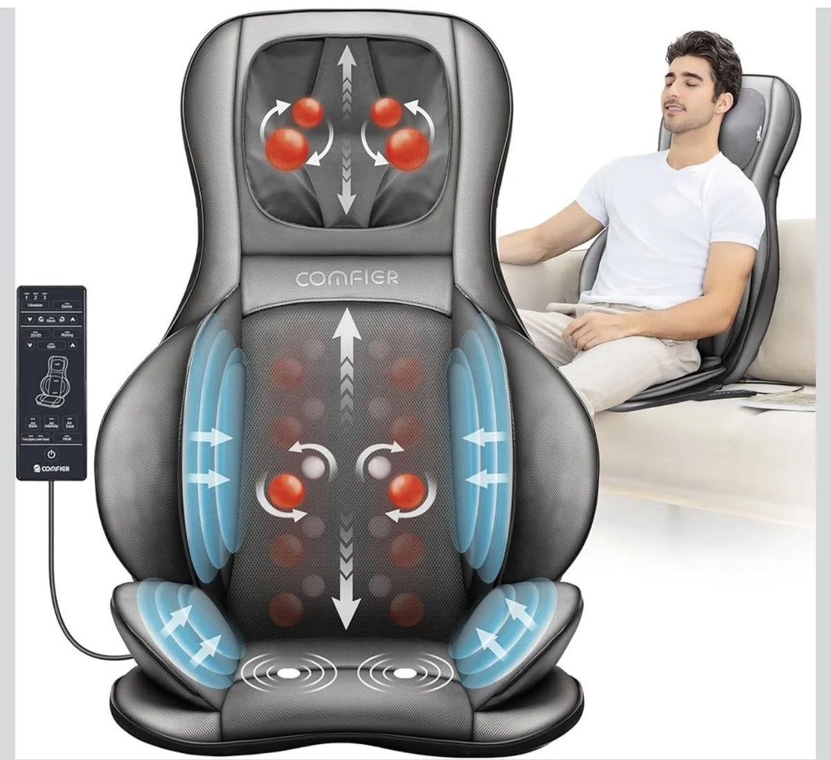 Comfier CF-2309A Shiatsu Neck & Back Massager - Heat & Air Compression (STR1)
