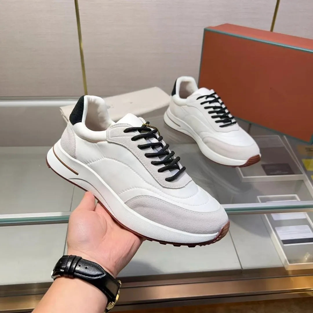 New Luxury Genuine Leather Men's Casual Sneakers Fashionable Lace-up Stylish High Version Shoes