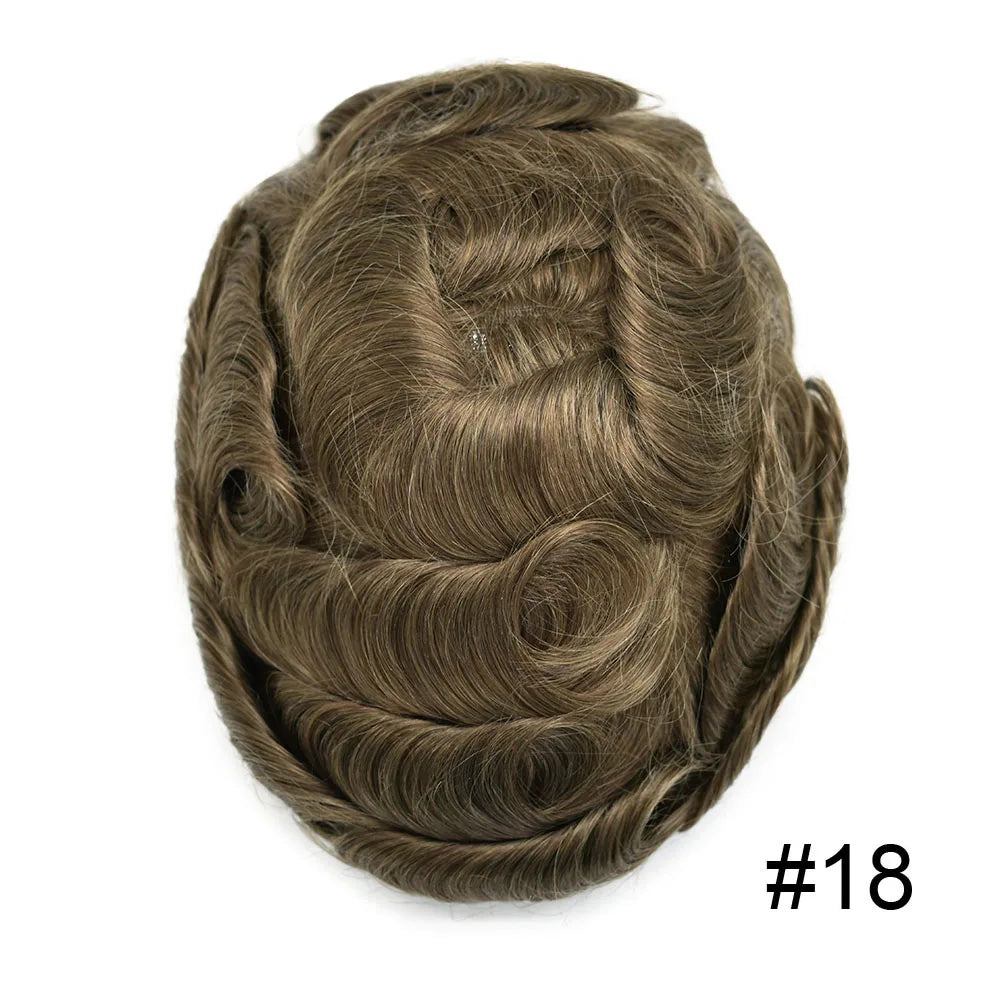 Mens Toupee Full Poly 0.10mm Injection Pu Human Hair System Hairpieces Male Hair Prosthesis Male Wig for Hair Loss Solution