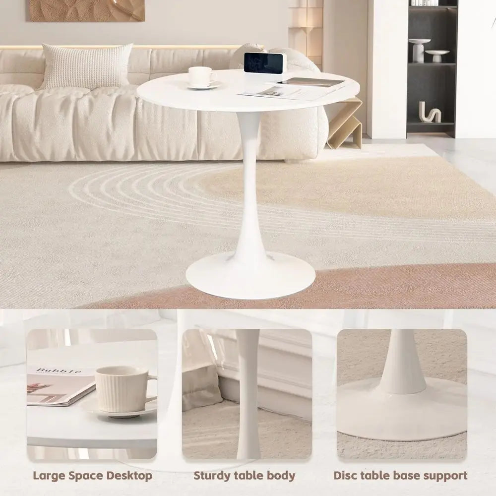 Kitchen Table and Chairs for 2, 24 Dining Table Set for 2 with Boucle Upholstered Chairs, 3 Piece Round Kitchen Table Set, Dinin