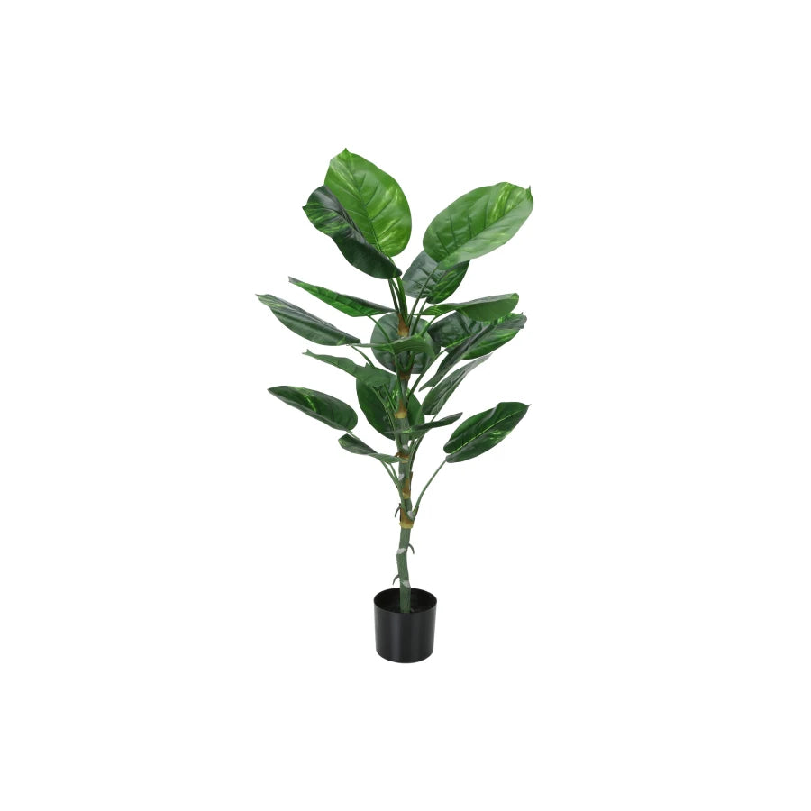 Artificial Dieffenbachia Tree Plant 54 Tall Indoor Floor Potted Faux Greenery with Real Touch Green Leaves in Black Pot for Dec