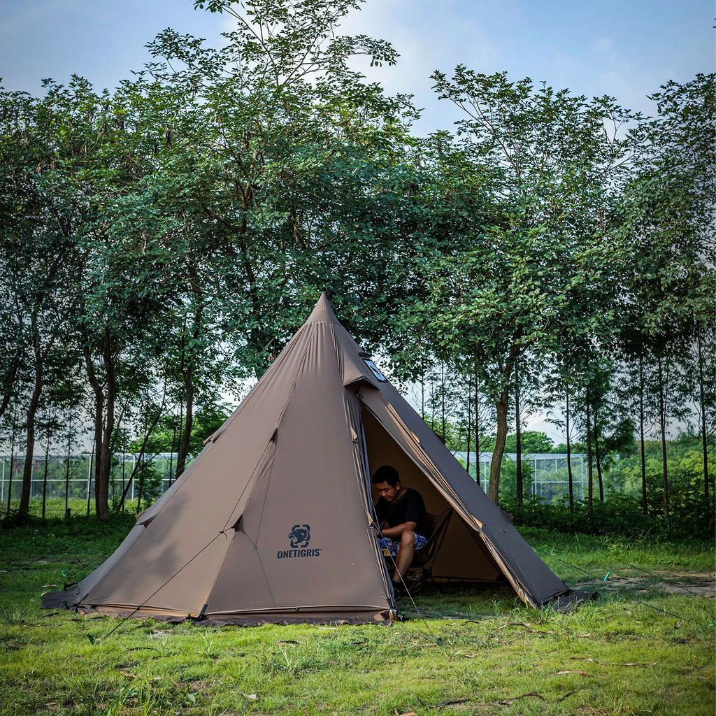 OneTigris Rock Fortress Hot Tent with Stove Jack Pyramid Tent 4 Season 4-6 Person Tipi for Camping Backpacking Fishing Hicking