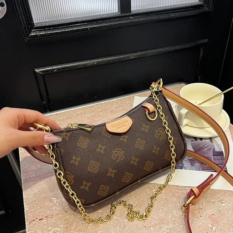 Designer 2025 Shoulder Crossbody Bag High Quality Women's handbag Purse Brown Leather Classic Chain bag Evening Bags