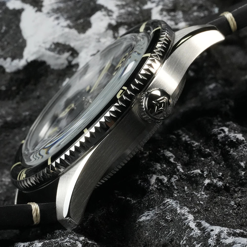 CADISEN NEW Watches Mechanical Automatic Wristwatches MIYOTA 8215 Movement Genuine Leather Waterproof Luminous Red Watch of Men