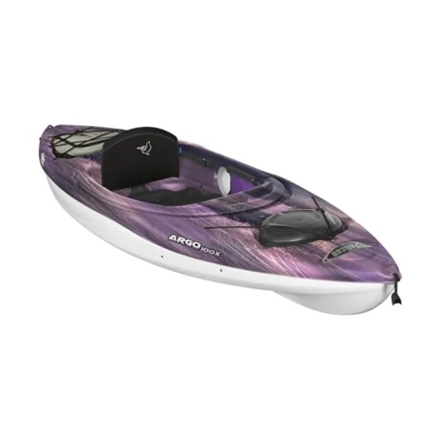 Argo 100X EXO Premium Sit-in Recreational Kayak 10 ft Lightweight Polyethylene Red with Adjustable Seat and Paddle Storage