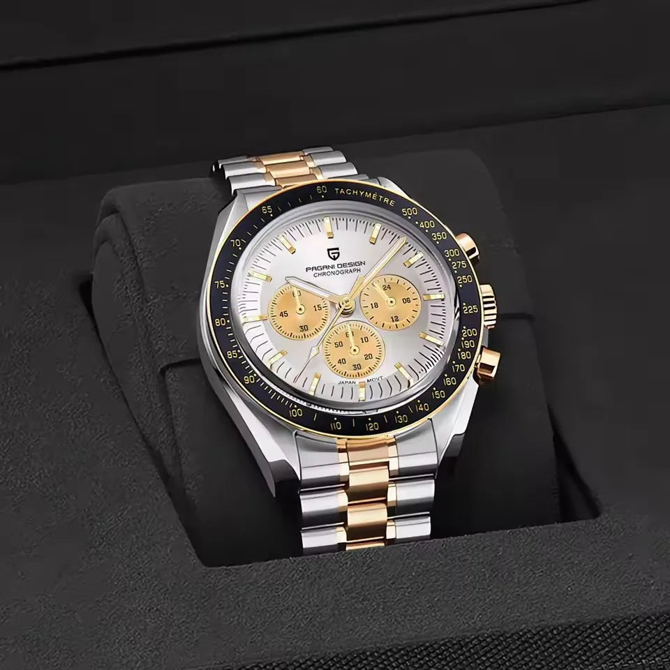 2026 New PAGANI DESIGN Moon Mens Watches Gold Luxury Quartz Chronograph Watch For Men AR Sapphire Waterproof Luminous Clock Gift