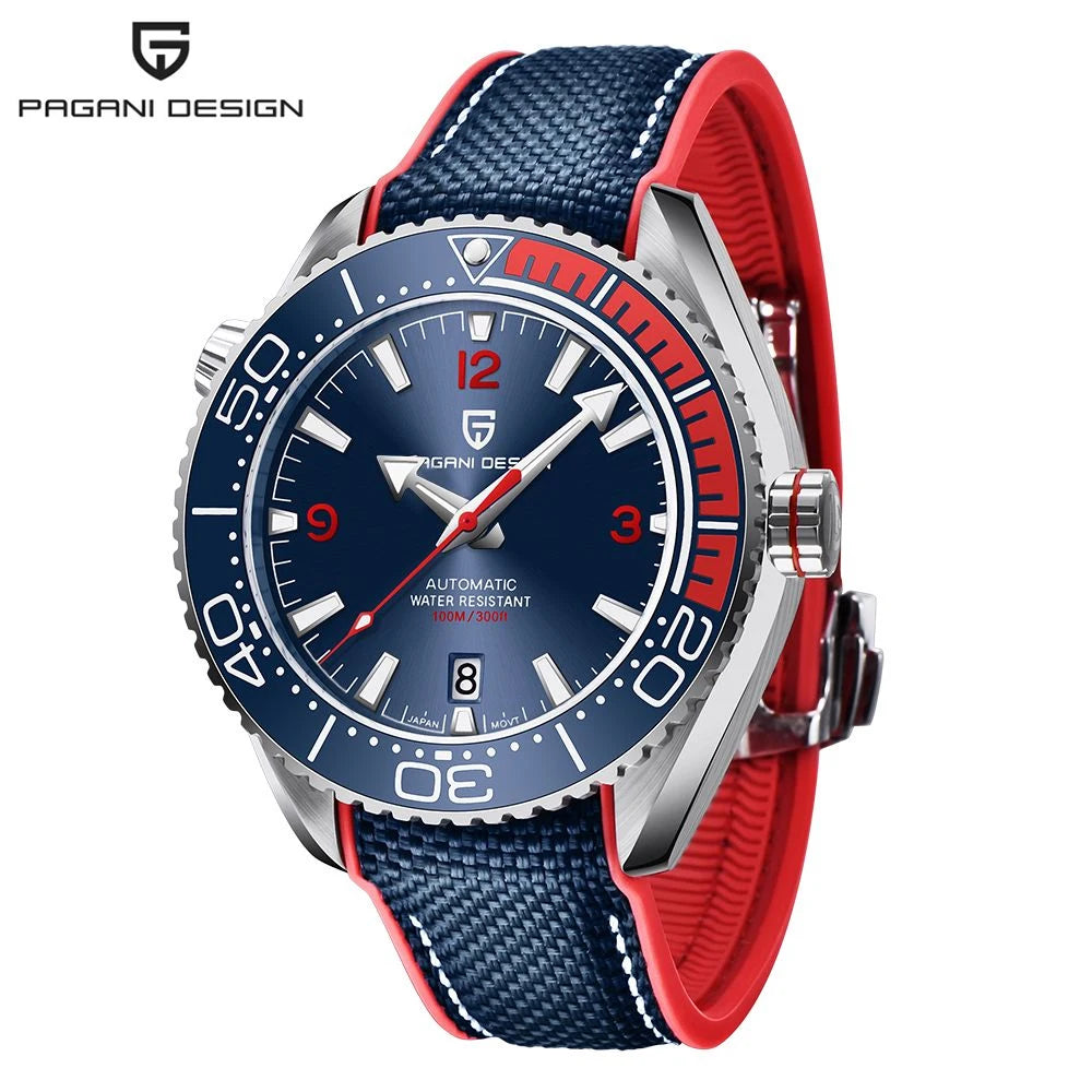 Top PAGANI DESIGN luxury watch mechanical automatic watch Diving rubber series sports watch Sapphire Luminous fashion Men'sWatch