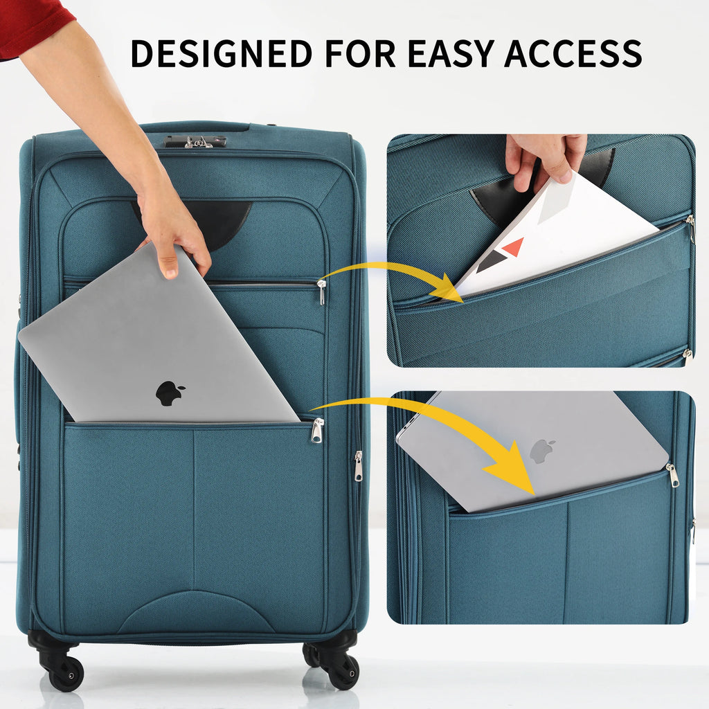 Softside Luggage Expandable 3 Piece Set Suitcase Upright Spinner Softshell Lightweight Luggage Travel Set