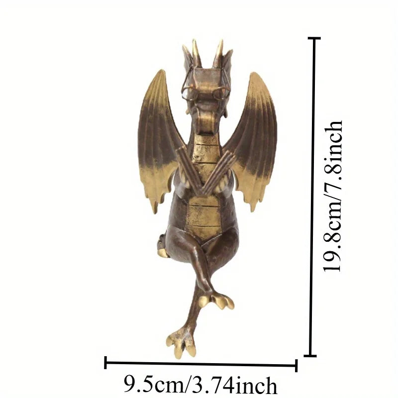Resin Dragon Book Decoration Antique Statue Decoration Desktop Bedroom Office Decoration