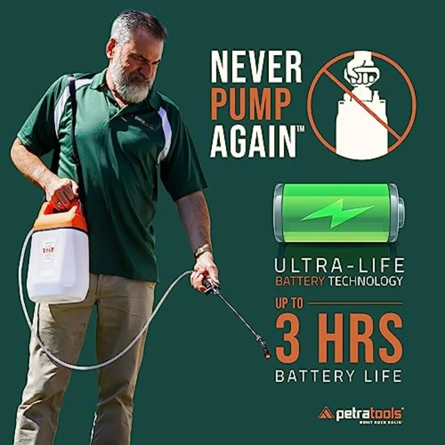 Battery Powered Sprayer 1 Gallon for Lawn and Garden - Electric Sprayer for Weed/Pest Control Watering - Lightweight Durable Pl