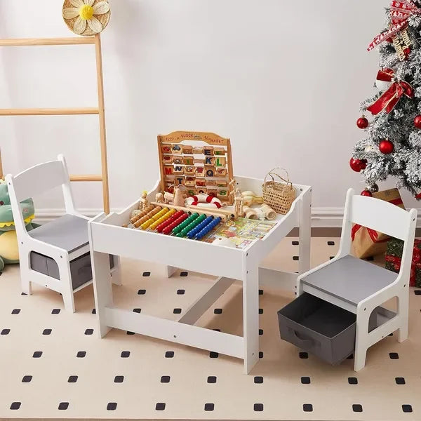 Kids Table and Chair Set with Storage,Table and Chairs for Kids 2-5, Toddler Table and Chair Set 2-4