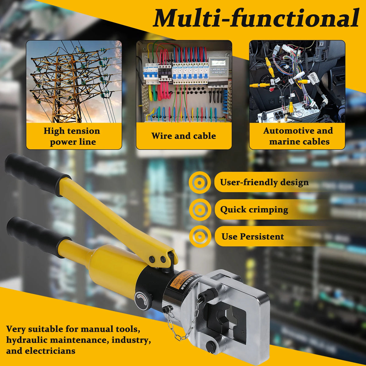 Hand Operated Hydraulic Tool with Toolbox Professional Hydraulic Plier Thicken for Repair/Industrial/Electrical