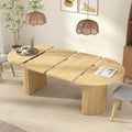 Expandable 4-8 Seater Oval Dining Table with Natural Luted Base for Kitchen, Living, and Dining Rooms