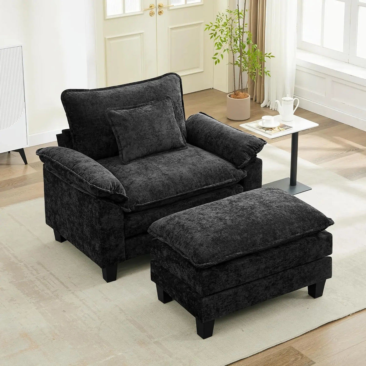 Modular Sectional Sofa Comfy Cloud Couch, Modern Chenille Sofa Sleeper Deep Seat Couches with Ottoman/Pillows for, Customized