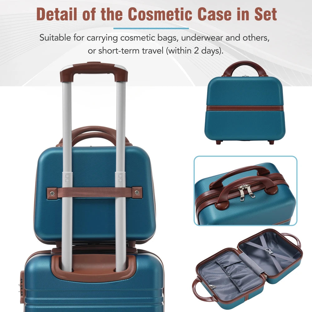 Lightweight 4Pcs Hardshell Travel Luggage Set 20/24/28 Inch with Cosmetic Case, TSA Lock & Spinner Wheels