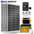 ECO-Worthy 1.6KWH Complete Solar Panel Kit 400W 12V for RV Off Grid: 4 * 100W Solar Panel+40A MPPT Controller+2*12V Battery