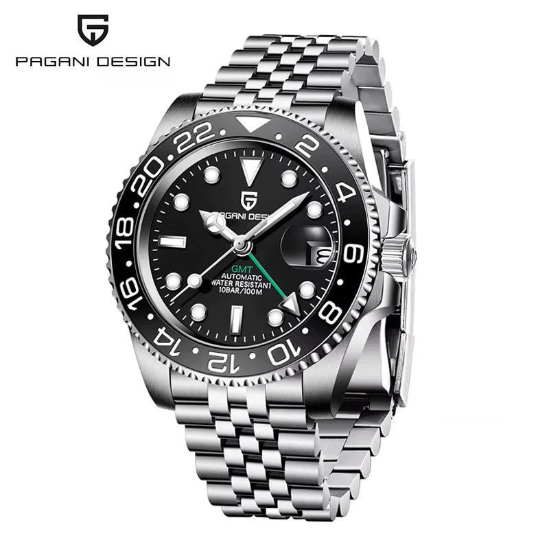 40mm GMT Men Watch PAGANI DESIGN Top Brand 1662 Mechanical Wristwatch Luxury Business 100M Waterproof Automatic Watches for Men