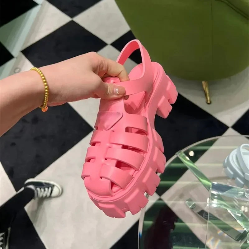 Designer Luxury sandals slippers designer shoes women's casual shoes beach shoes thick soled brown pink knitting shoemaker luxur