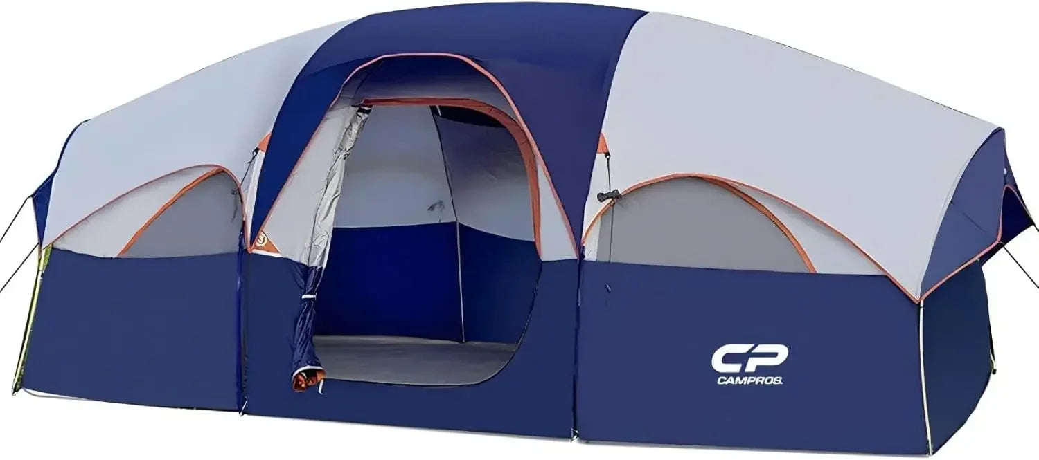 Tent 8 Person Camping Tents, Weather Resistant Family Tent, 5 Large Mesh Windows, Double Layer, Divided Curtain for Separated