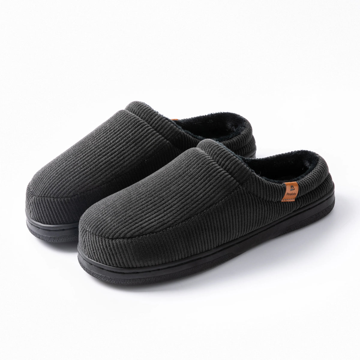 Pmoiste Stripe Corduroy House Shoes Men Warm Soft TPR Cushion Memory Foam Home Slippers Slip On Winter Indoor High-quality