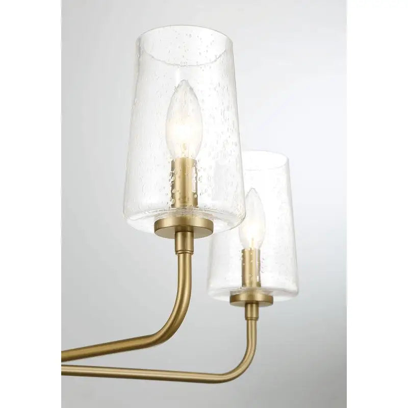 Satin Brass Dazzle Five-Light Chandelier with Clear Seeded Glass