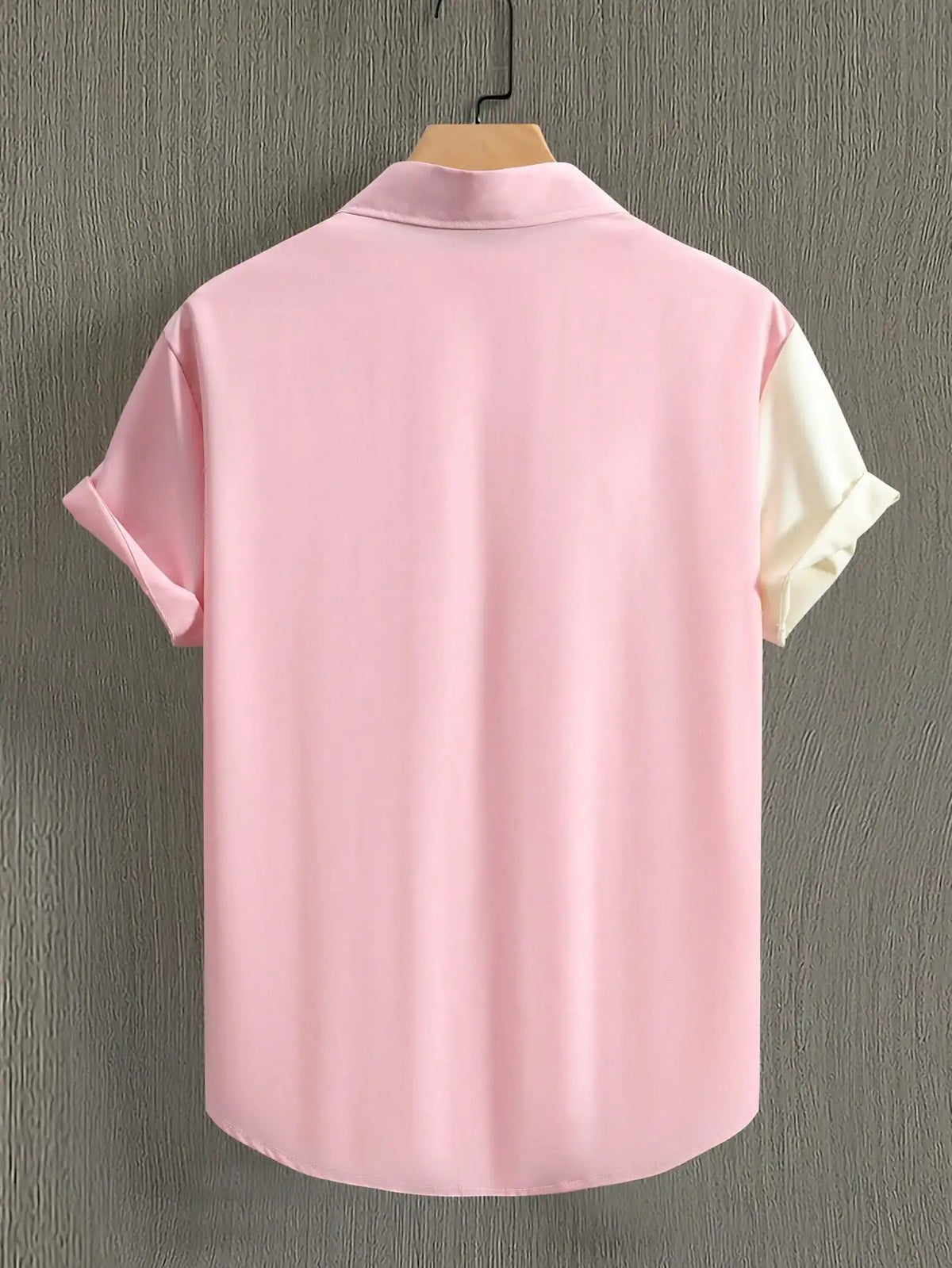 Men's Color Block Short Sleeve Casual Shirt with Contrast Placket