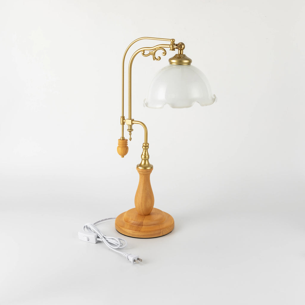 Retro Flower Table Lamp Bedroom Bedside Flower Night Light Glass Lampshade