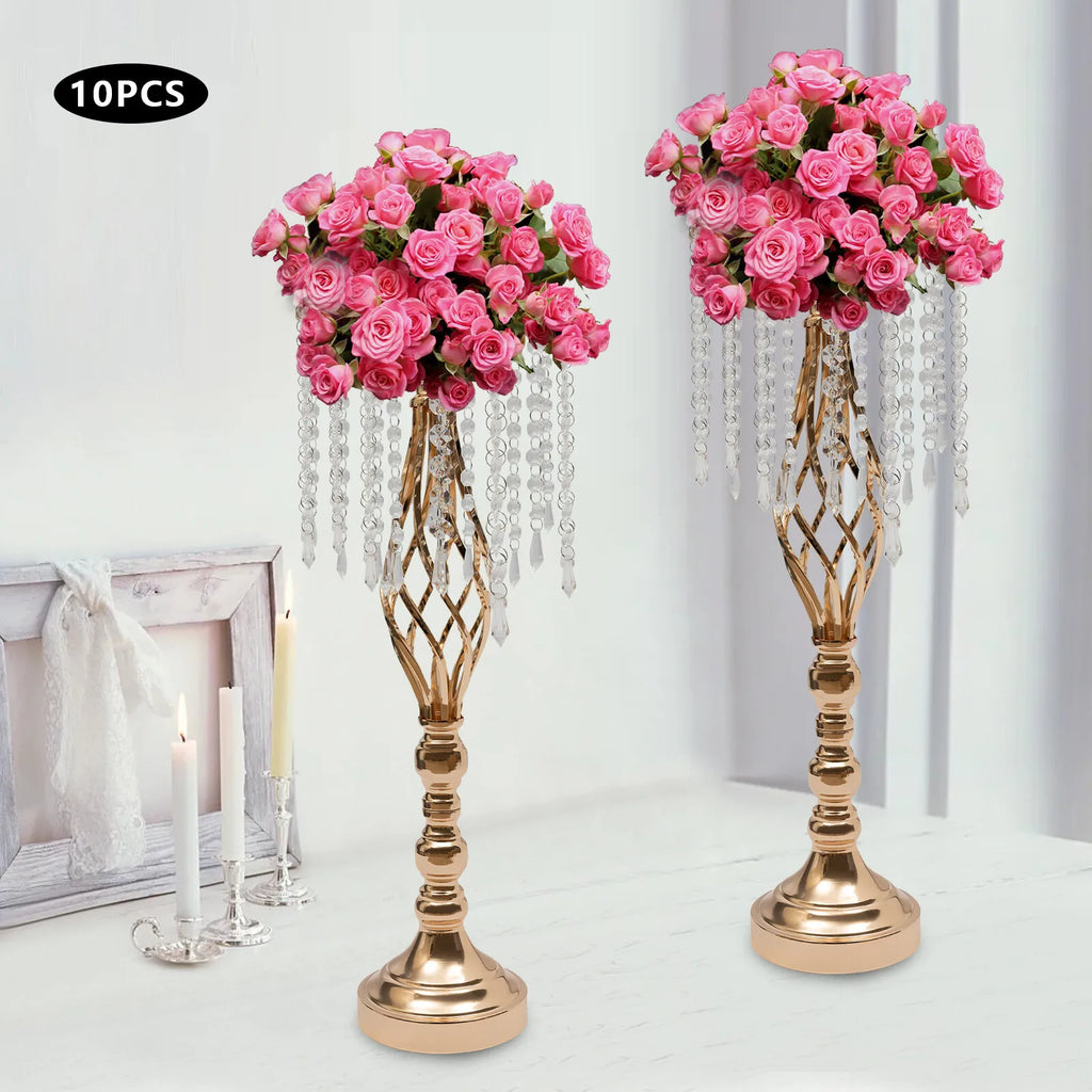 Metal Wedding Table Centerpieces 10 Pieces Crystal Flower Vase Stand Party Decor
