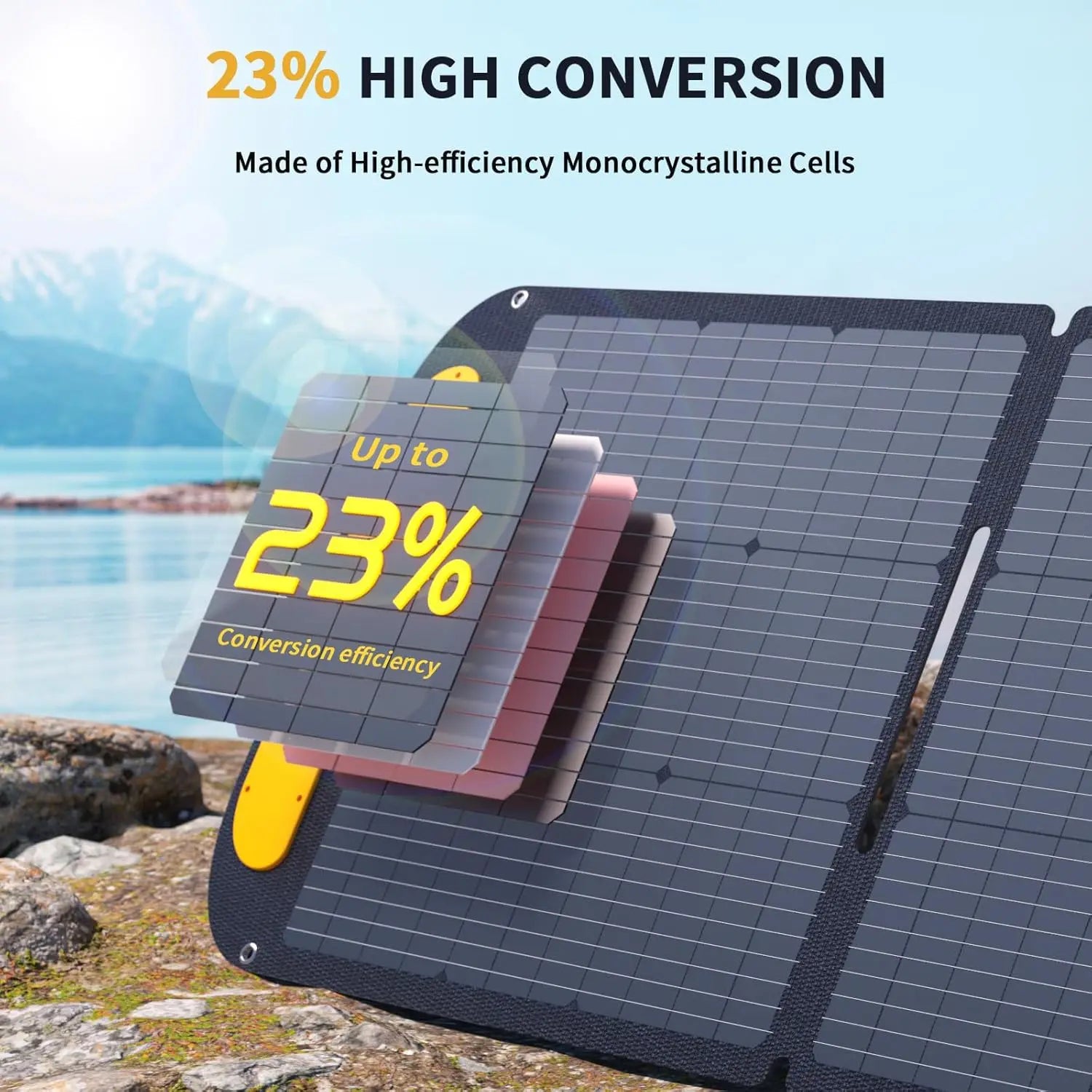 110W 19V Portable Solar Panel for Solar Generator, Foldable IP67 Waterproof with 23% High Efficiency and Adjustable Kickstands