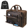 Augus Business Travel Briefcase Genuine Leather Duffel Bags for Men Laptop Bag fits 15.6 inches Laptop Black Premium Quality Du