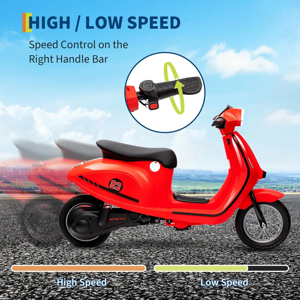24V 350W Kids Electric Motorcycle, Dual Driving Modes Ride On Motorbike Toy With Twist Throttle & Rear Brake For Ages 8-14